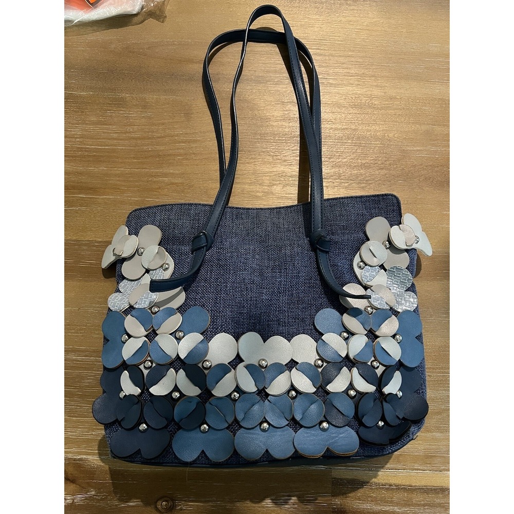 Nanette Lapore Spring Floral Blue Flower  Shoulder Purse Bag Handbag